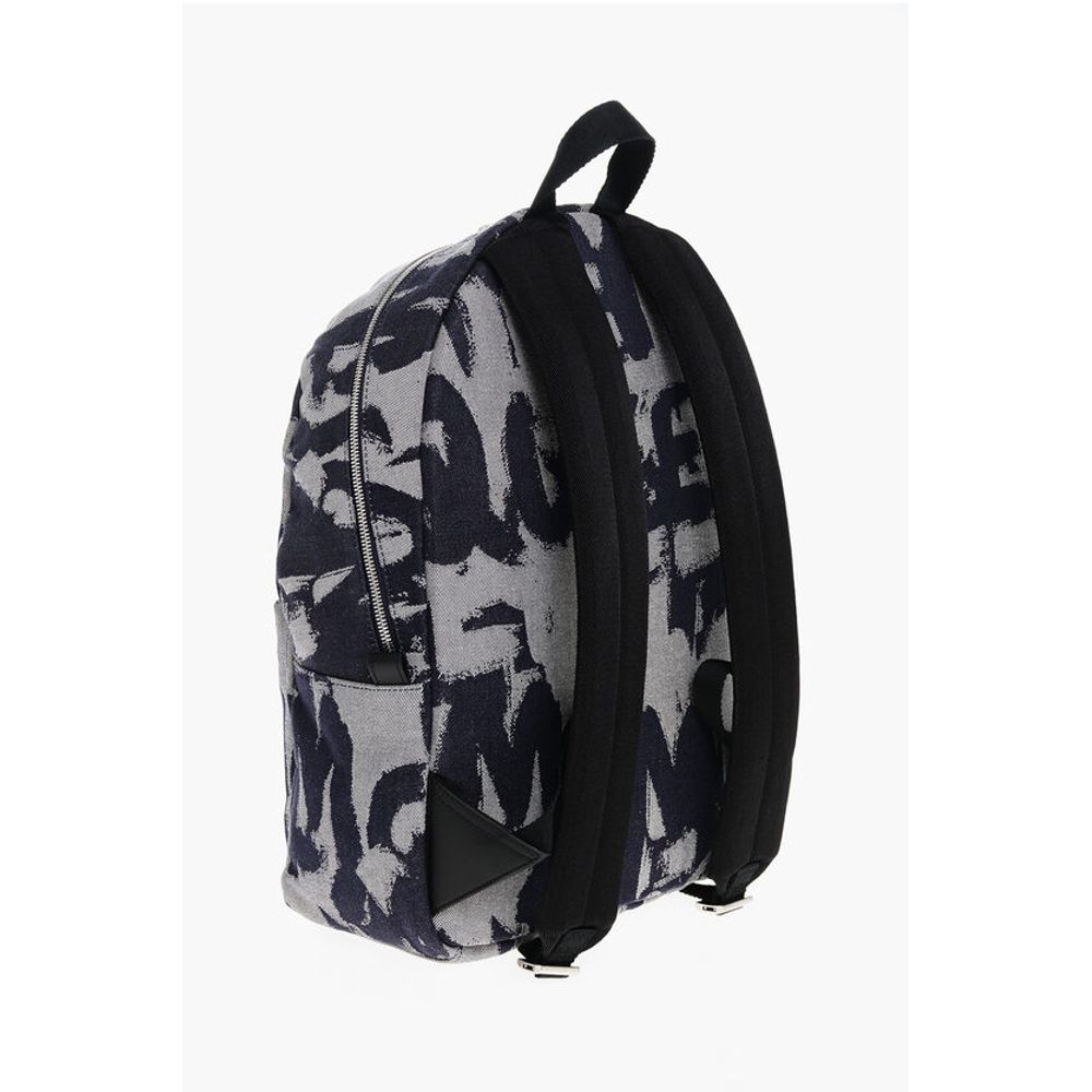 Alexander McQueen Jacquard Denim METROPOLITAN Backpack with Monogram Motif