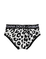 Dolce & Gabbana Black White Cotton Leopard Men Brief Underwear