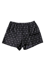 Dolce & Gabbana Black Silk Printed Beachwear Shorts Swimwear