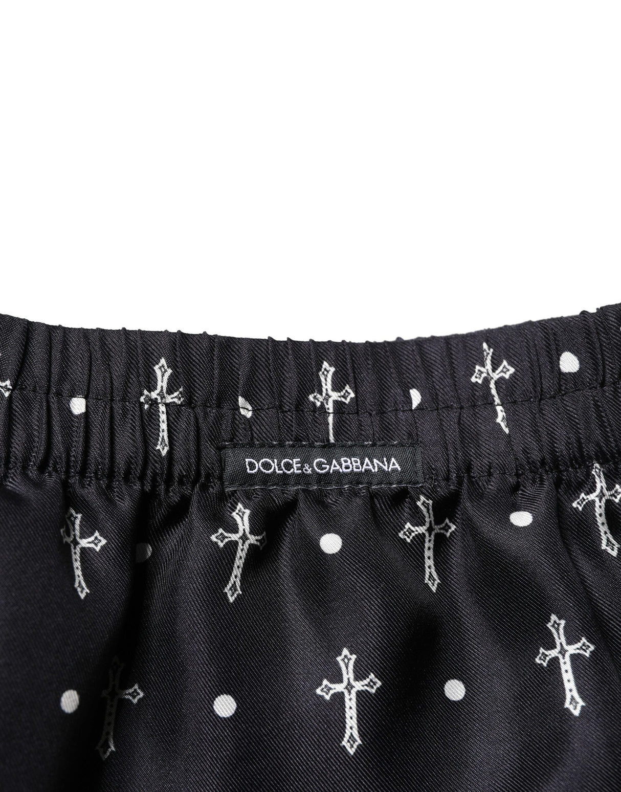 Dolce & Gabbana Black Silk Printed Beachwear Shorts Swimwear
