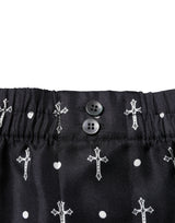 Dolce & Gabbana Black Silk Printed Beachwear Shorts Swimwear