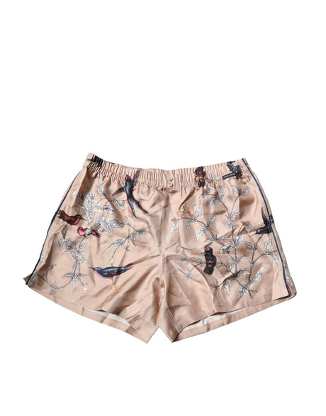 Dolce & Gabbana Peach Birds Printed Beachwear Shorts Swimwear