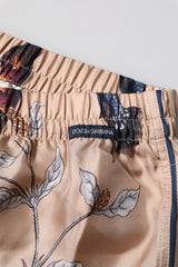 Dolce & Gabbana Peach Birds Printed Beachwear Shorts Swimwear