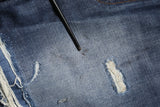 Dolce & Gabbana Blue Washed Tattered Cotton Men Jeans