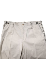 Dolce & Gabbana White Cotton Dress Slim Formal Pants