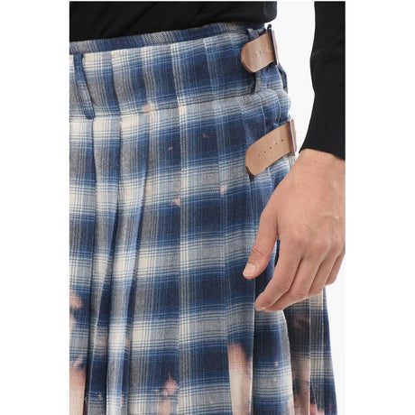 1989 Studio Cotton Flannel Pleated Skirt with Tartan Motif
