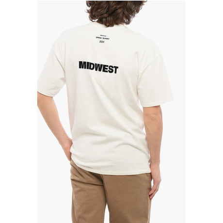 1989 Studio Solid Color MIDWEST Crewneck T-Shirt with Contrasting Flocke
