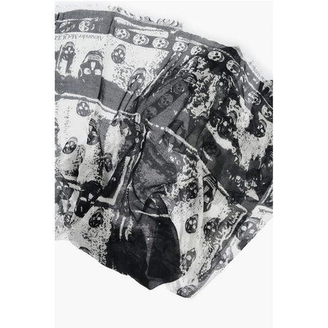 Alexander McQueen Two-Tone Scarf with All-Over Skulls