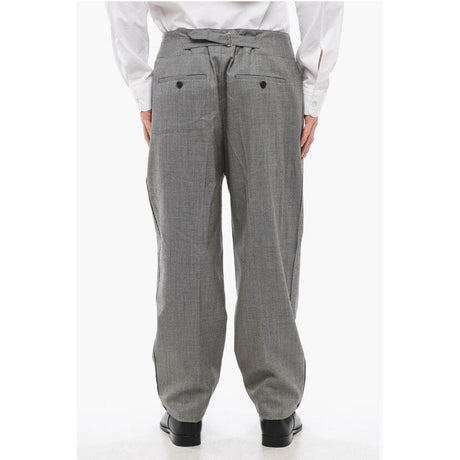 Alexander McQueen Single-pleated Wool Pants with Back Martingale