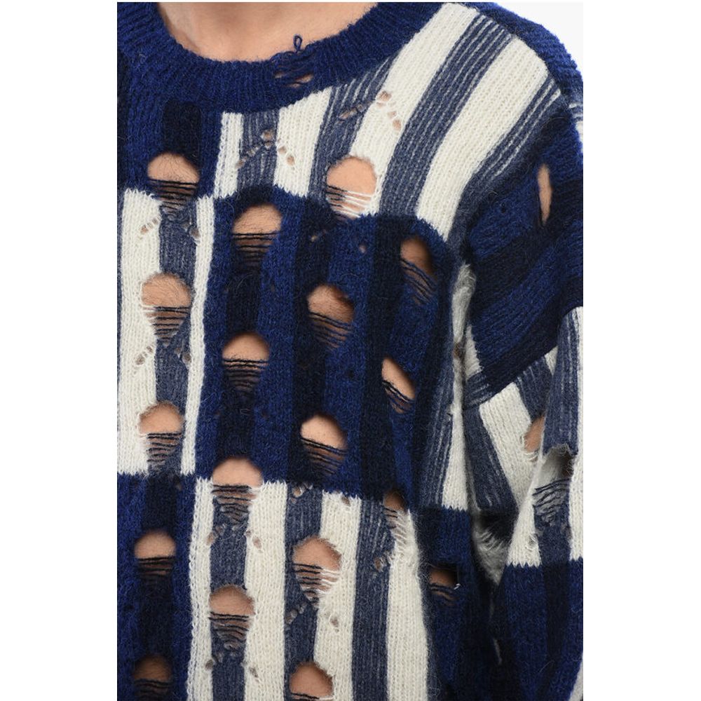 Off-White Distressed Effect SHIBORI Tartan Crewneck Sweater