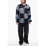 Off-White Distressed Effect SHIBORI Tartan Crewneck Sweater