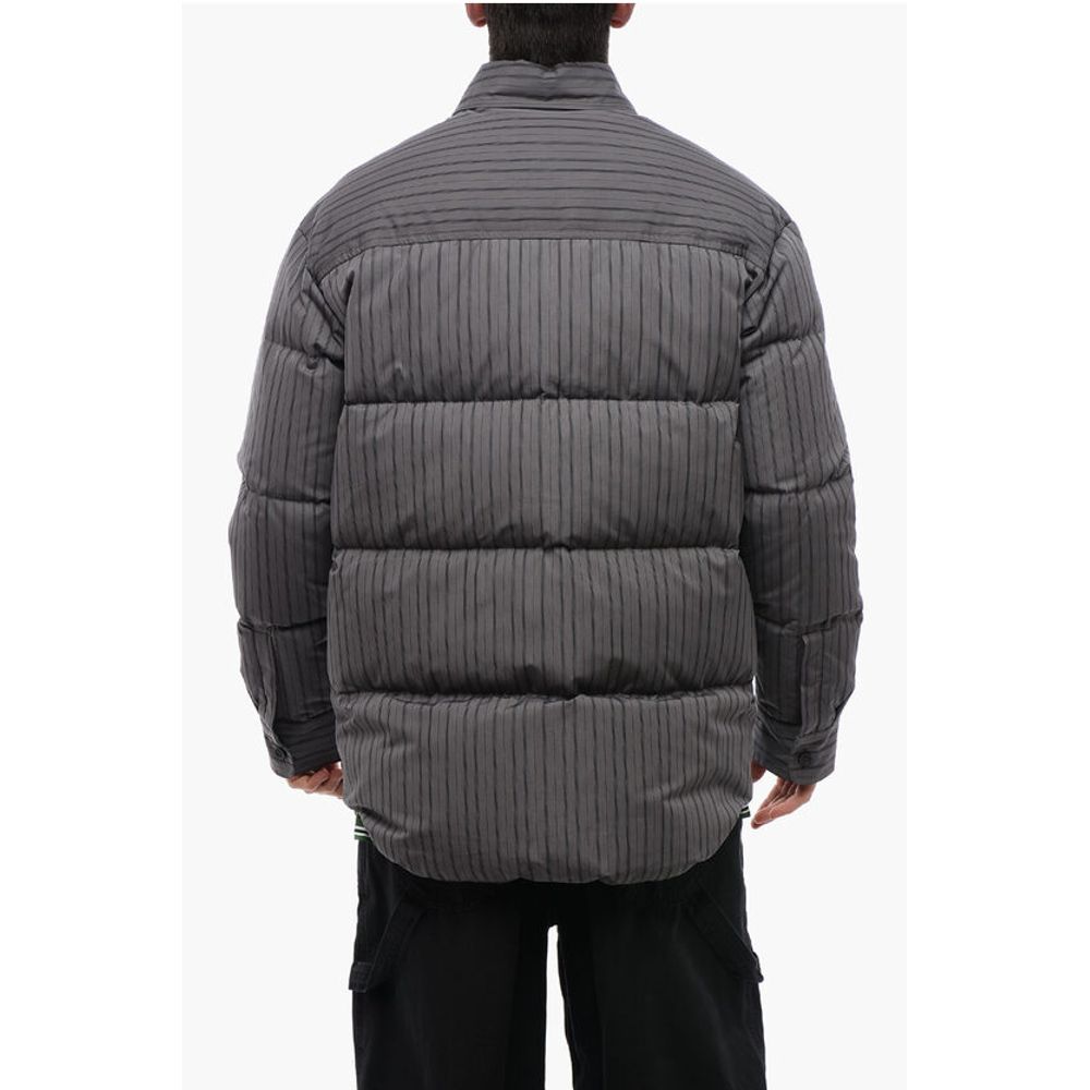 Off-White Pinstriped Cotton Padded Reversible Overshirt