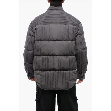 Off-White Pinstriped Cotton Padded Reversible Overshirt