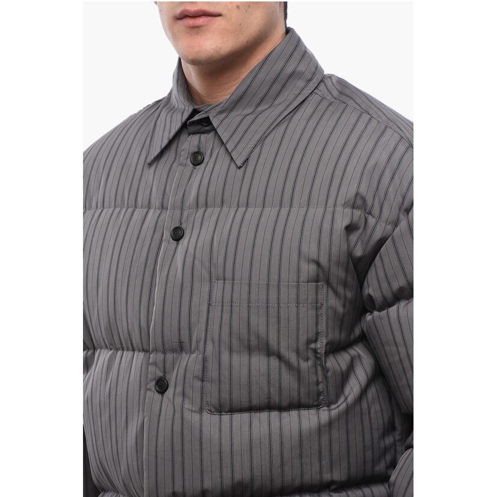 Off-White Pinstriped Cotton Padded Reversible Overshirt