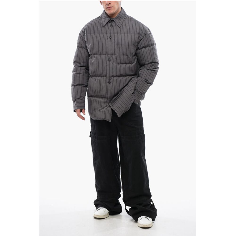Off-White Pinstriped Cotton Padded Reversible Overshirt