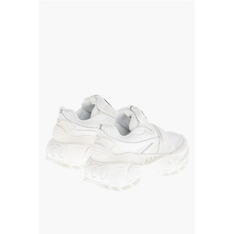 Off-White Solid Color Perforated Fabric Low-Top Sneakers
