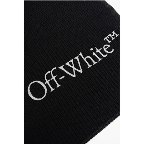 Off-White Virgin Wool Scarf with Embroidered Logo
