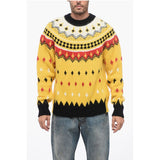 Moncler GRENOBLE Crew Neck Wool Blend Pullover with Fairisle Motif
