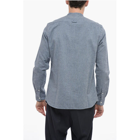 Woolrich Cotton and Linen Mandarin Shirt with Breast Pocket