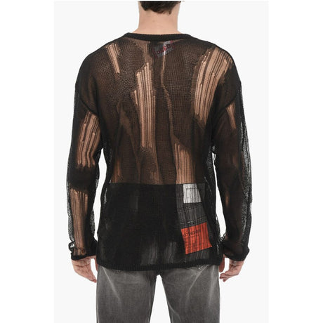 032c Destroyed Effect Sheer Crew-neck Sweater