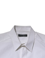 Dolce & Gabbana White Cotton Long Sleeves Dress Formal Shirt