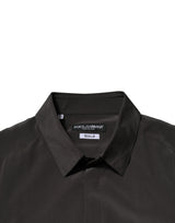 Dolce & Gabbana Dark Brown Silk GOLD Men Dress Formal Shirt