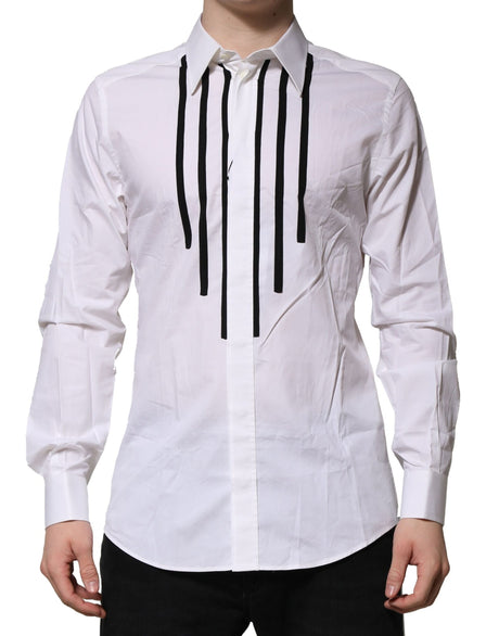 Dolce & Gabbana White GOLD Long Sleeves Dress Formal Shirt
