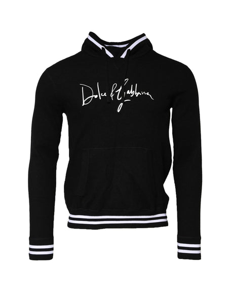 Dolce & Gabbana Black Hooded Logo Print Sweatshirt Sweater