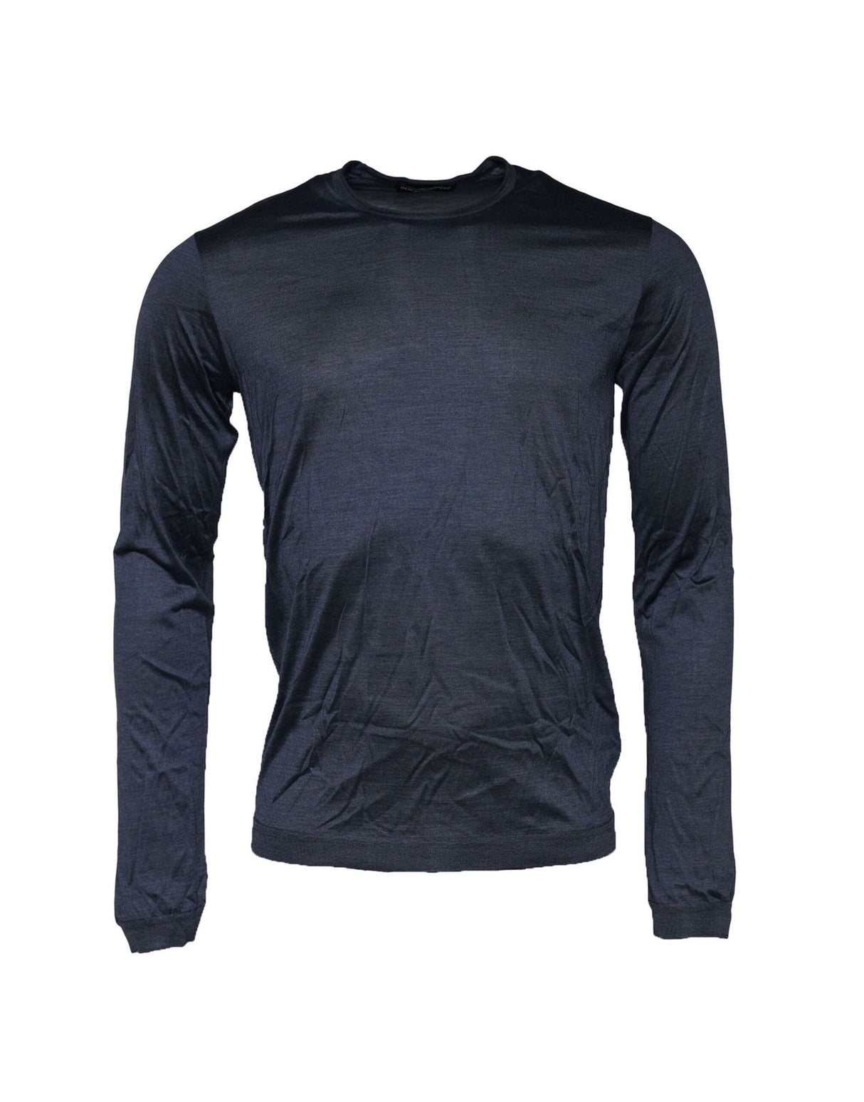 Dolce & Gabbana Dark Blue Silk Crew Neck Sweatshirt Sweater