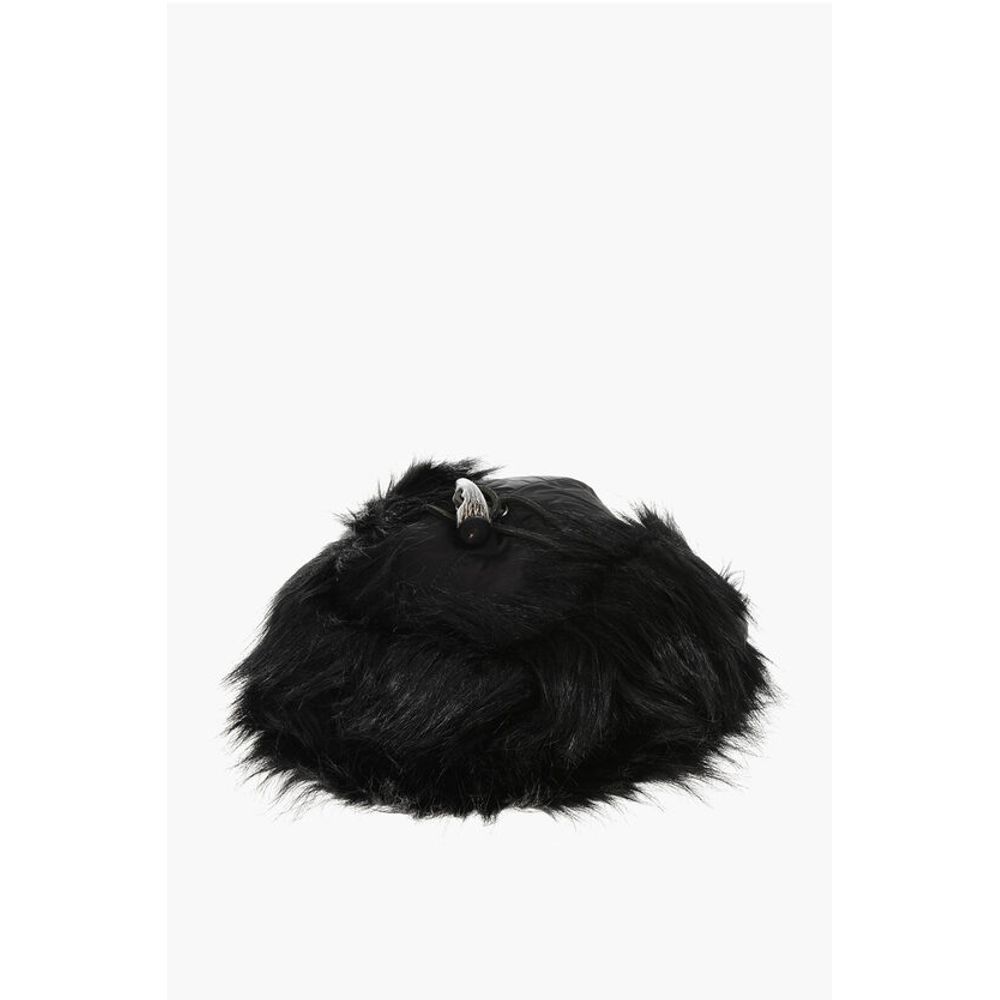 Dsquared² SKI Solid Color Cap with Contrasting Logo and Faux Fur Detai