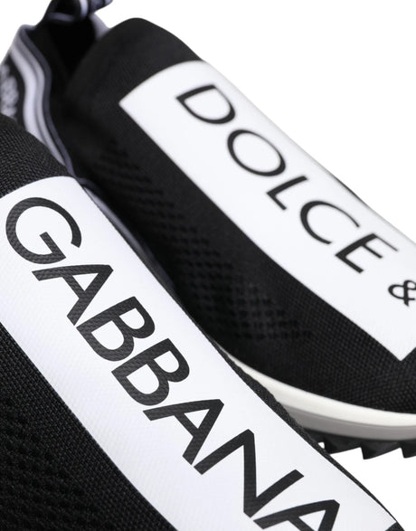 Dolce & Gabbana Black White Slip On Sorrento Sneakers Shoes