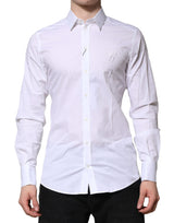 Dolce & Gabbana White Long Sleeves Dress GOLD Formal Shirt