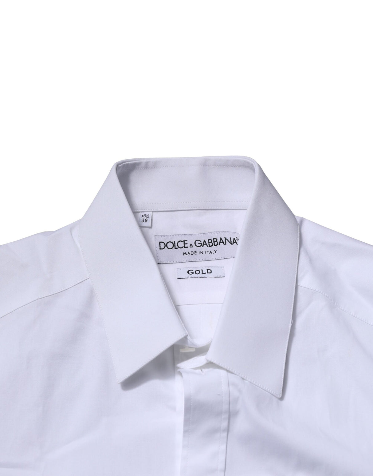 Dolce & Gabbana White Long Sleeves Dress GOLD Formal Shirt