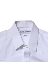 Dolce & Gabbana White Long Sleeves Dress GOLD Formal Shirt