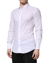 Dolce & Gabbana White GOLD Long Sleeves Dress Men Formal Shirt