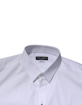 Dolce & Gabbana White GOLD Long Sleeve Dress Men Formal Shirt