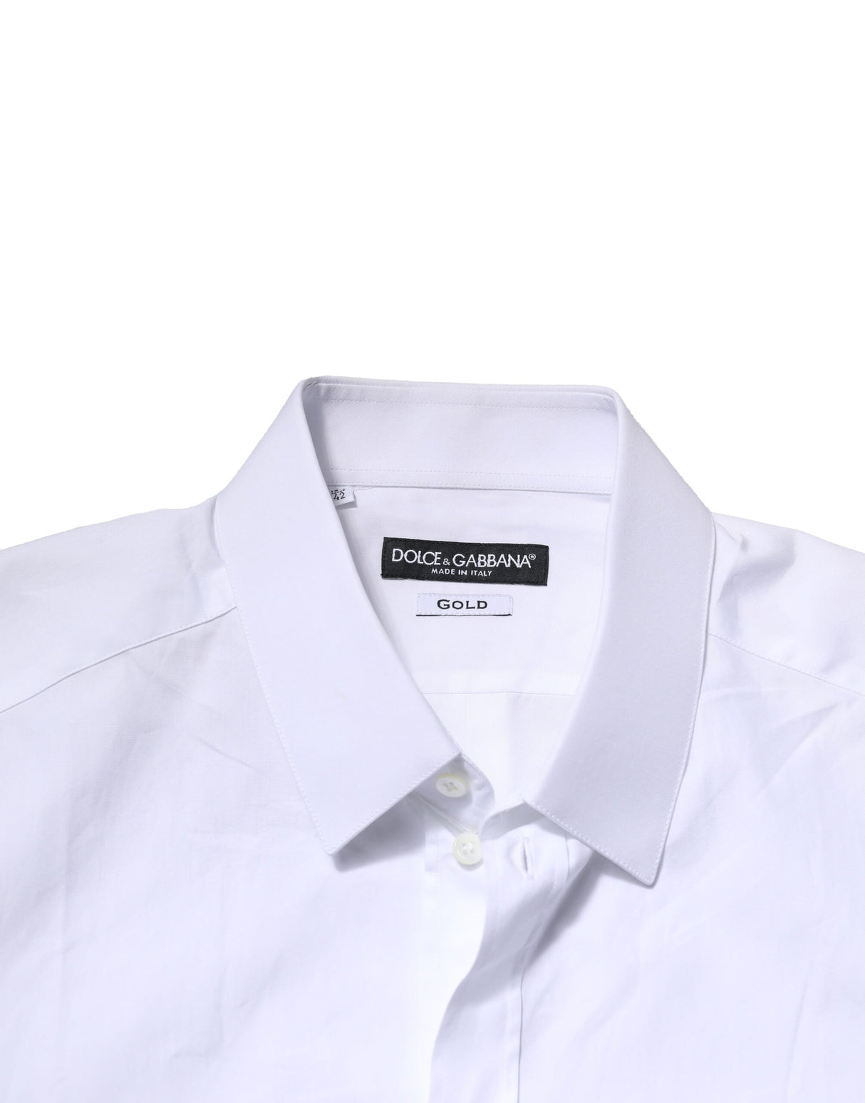 Dolce & Gabbana White Cotton Long Sleeves GOLD Formal Shirt