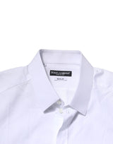 Dolce & Gabbana White Cotton Long Sleeves GOLD Formal Shirt