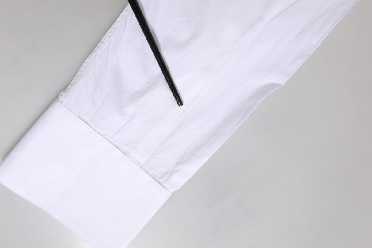 Dolce & Gabbana White GOLD Cotton Poplin Dress Formal Shirt