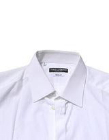 Dolce & Gabbana White GOLD Cotton Long Sleeves Men Formal Shirt