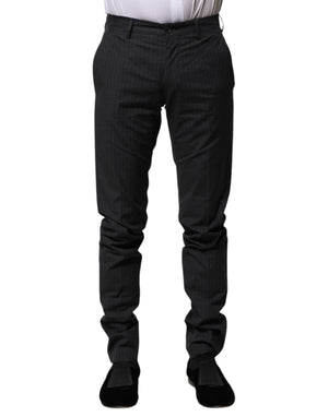 Dolce & Gabbana Gray Striped Cotton Formal Pants
