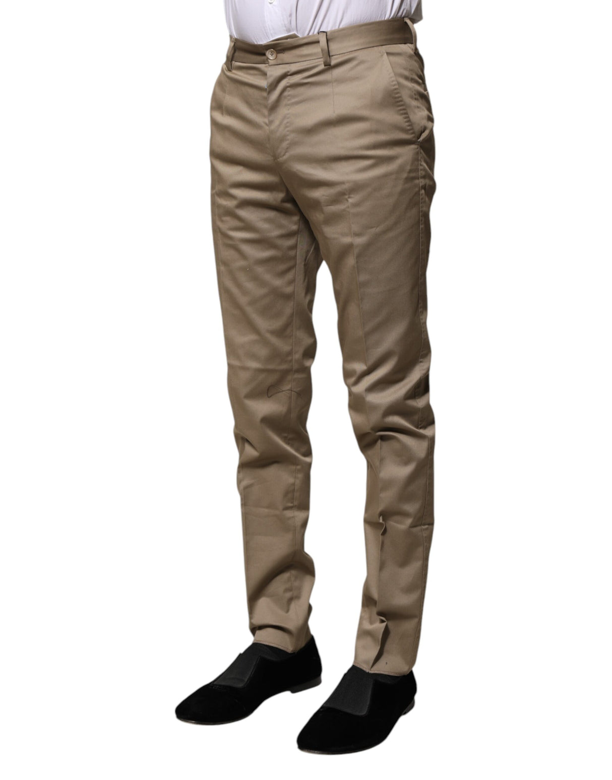 Dolce & Gabbana Brown Cotton Formal Men Slim Pants