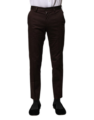 Dolce & Gabbana Brown Cotton Formal Dress Pants