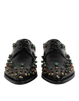 Dolce & Gabbana Black Leather Derby Dress Studded Shoes