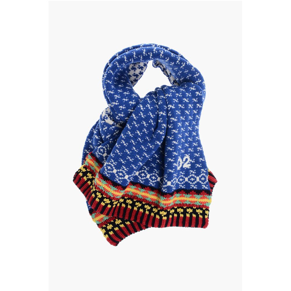 Dsquared² Cashmere Blend Maxi Scarf with Embroidered Logo