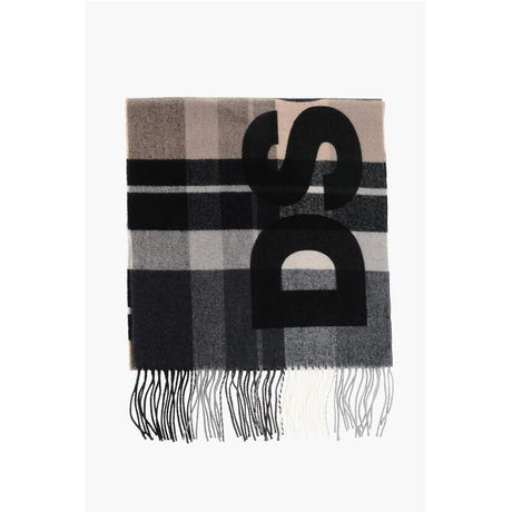 Dsquared² Checked Virgin Wool Scarf with Fringes