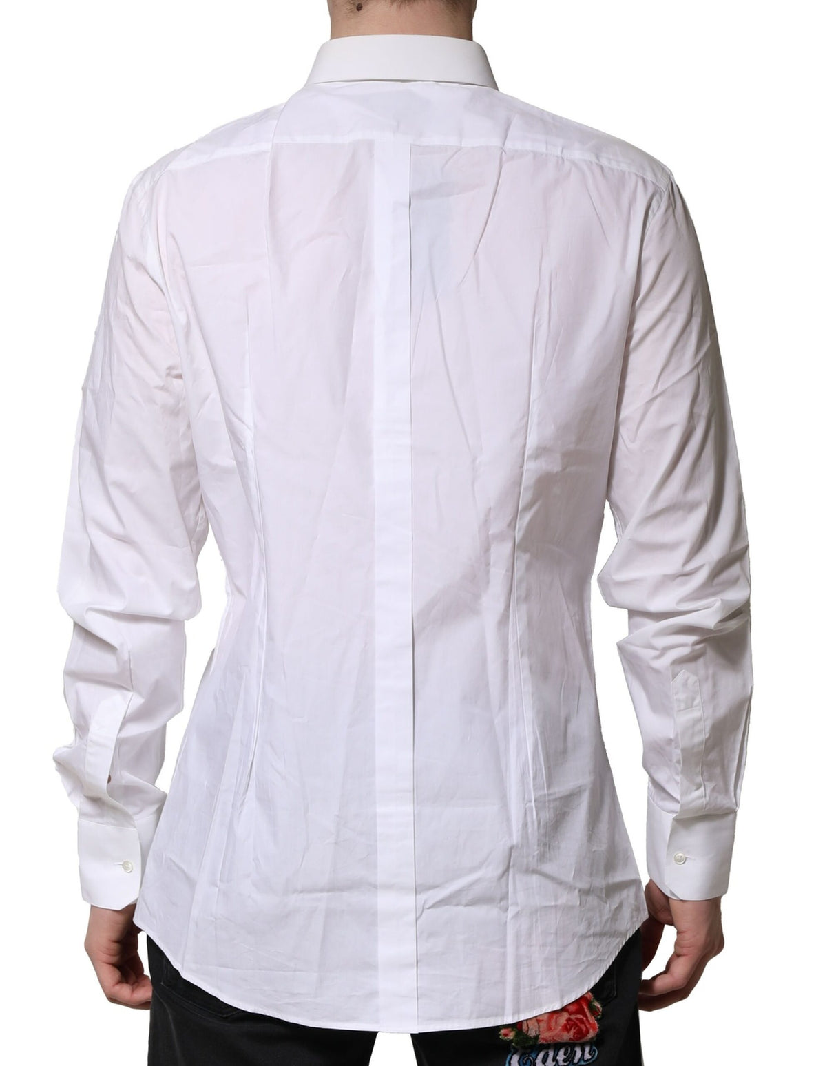 Dolce & Gabbana White Cotton GOLD Long Sleeves Dress Men Shirt