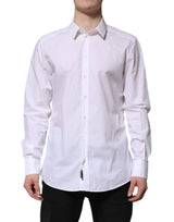 Dolce & Gabbana White Cotton GOLD Long Sleeves Dress Shirt