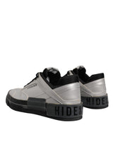 HIDE & JACK Metallic Silver Low Top Lace Up Sneakers Shoes