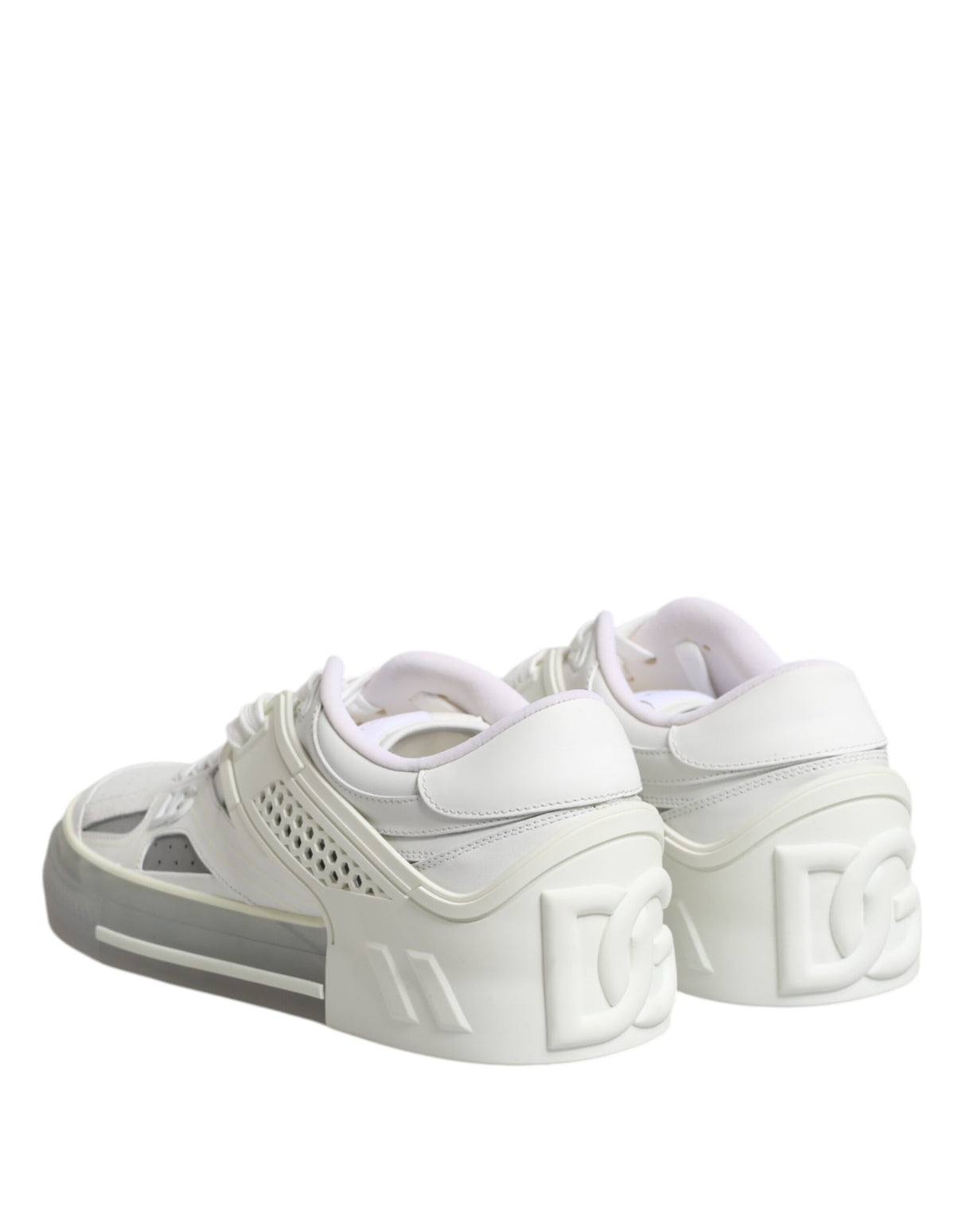 Dolce & Gabbana White Low Top DG Embossed Men Sneakers Shoes